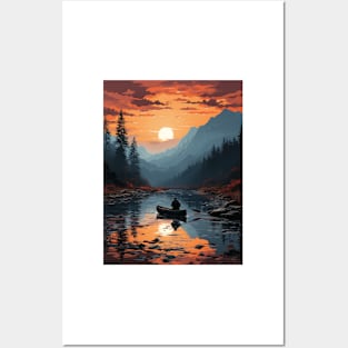 sunset landscape Posters and Art